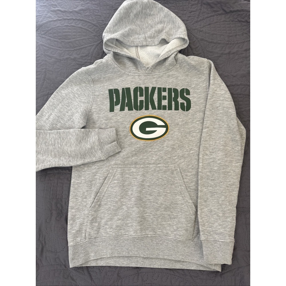 NFL Team Apparel Green Bay Packers‎ Hoodie Youth Sz L 14-16 Gray Sweatshirt Gear